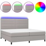  Krevet box spring s madracem LED svjetlosivi 200x200 cm tkanina | shoptok.hr