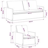  Set sofe 2 pcs Tamnosiva Kordura tekstil - Tamnosiva 1-sjedalni + 3-sjedalni (180 cm) | shoptok.hr
