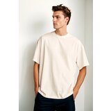 Dewberry 75226 Mens Oversized Fit Crew Neck T-Shirt-STONE | Shoptok.si