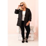 Kesi Włoski Plus Size women's quilted jacket with collar and button black | Shoptok.si