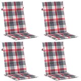  Jastuci za stolice 4 kom crveni karirani 120x50x3 cm od tkanine | shoptok.hr