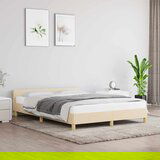 Maison Chic Posteljni okvir - Dvoposteljna postelja - Zakonska postelja brez vzmetnice krem 140x190 cm blago-J12191, (21762354) | Shoptok.si