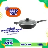 duboki granitni vok tiganj sa poklopcem