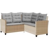  Vrtna sofa sa stolom i jastucima L-oblika bež poli ratan | shoptok.hr