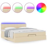 vidaXL Otomanski posteljni okvir z vzmetnico krem 160x200 cm blago | Shoptok.si