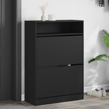 vidaXL Omarica za čevlje z 2 predaloma črna 80x34x116 cm Cene