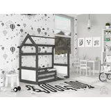 AJK Meble Otroška postelja Domek Miki 80x160 cm - grafit-bela