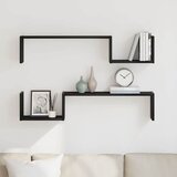  Polica na zidu s policom 2 pcs Crni hrast 100 x 15 x 20 cm | shoptok.hr