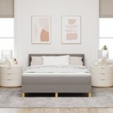  Postelja z vzmetnico z vzmetnico Taupe 140 x 200 cm blago, (5000127317) | Shoptok.si