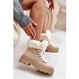 FI1 Lace-Up Women's Ankle Boots with Fur Light Beige Vaminia Cijene