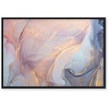  Slika - Pink and blue marble - abstract watercolour with gold accents 90x60 U crnom drvenom okviru | shoptok.hr