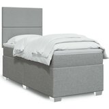 vidaXL Okvir kreveta s oprugama i madrac svjetlosivi 90x200cm tkanina | shoptok.hr