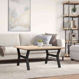 vidaXL Klubska mizica Y okvir 90x90x45,5 cm trdna borovina lito železo | Shoptok.si