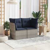 vidaXL Vrtni kauč s jastucima 2-sjedalo sivo poly ratan | shoptok.hr