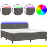 Maison Chic Box spring postelja - Vzmetna postelja z vzmetnico LED temno siva 160x200 cm žamet SL21982, (21900589) | Shoptok.si