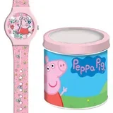 Ružičasti analogni sat Peppa Pig u metalnoj poklon kutiji