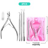 INF Set za manikuro (4 kosi) - ščipalnik za obnohtno kožico, potisnik, odstranjevalec in pinceta Silver, (21837976) | Shoptok.si