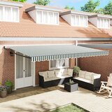 vidaXL Ročna Retraktibilna Tende Zelena in Bela 500x300 cm, Tenda Zamenjava Tkanina za 5x3 m Okvir Zelena in Bela Cene