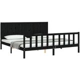  Za krevet s uzglavljem crni 200 x 200 cm od masivnog drva | shoptok.hr