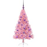 vidaXL Umjetno predsvijetljeno božićno drvce Ružičasta 120 cm PVC | shoptok.hr