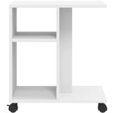 vidaXL Stranska mizica s kolesi bela 50x30x55 cm inženirski les | Shoptok.si