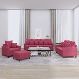  4-dijelni set sofa s jastucima crvena boja vina baršunasti | shoptok.hr