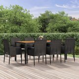  9-dijelni vrtni blagovaonski set s jastucima crni od poliratana Crna Dužina stola 190 cm | Shoptok.si