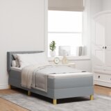 vidaXL Postelja s škatlastim vzmetenjem z vzmetnico Svetlo siva 80x200 cm Tkanina | Shoptok.si