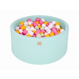 MeowBaby Bazen z žogicami, 90x40 cm s 300 žogicami, bombaž, mint: bela/svetlo zelena/svetlo roza/rumena, (21295028) | Shoptok.si