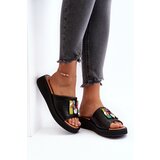 VINCEZA Black Women's Leather Slippers With Ornament Asames | ePonuda.com