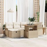 vidaXL 7-delni vrtna sofa set z blazinami Bež Poli Ratan | Shoptok.si