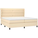  Krevet s oprugama i madracem krem 200 x 200 cm od tkanine | shoptok.hr