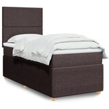 vidaXL Krevet s oprugama i madracem tamnosmeđi 90 x 190 cm od tkanine | shoptok.hr