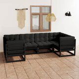 The Living Store Vrtna sedežna garnitura 6-delna z blazinami črna trdna borovina - Vrtna Sedežna Garnitura, (21423167) Cene