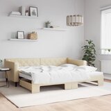  Dnevni krevet na razvlačenje krem 90 x 200 cm od tkanine | shoptok.hr