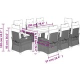 vidaXL Vrtna garnitura - 9-dijelni vrtni blagovaonski set od poliratana s jastucima bež - Dužina stola 200 cm Okrugla noga 8 | shoptok.hr