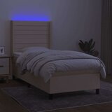  Box spring postelja z vzmetnico LED krem 100x200 cm blago | Shoptok.si