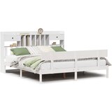 vidaXL Knjižna postelja brez vzmetnice bela 180x200 cm trdna borovina, (21607906) | Shoptok.si