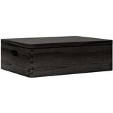 vidaXL Lesena škatla s pokrovom in ročaji črna 40x30x13 cm borovina | Shoptok.si