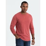 Ombre Men's wash longsleeve with a round neckline - brick-red cene