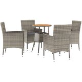  5-dijelni vrtni bistro set od poliratana s jastucima sivi Siva | Shoptok.si