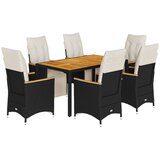  7-dijelni vrtni bistro set od poliratana s jastucima crni | Eponuda.ba