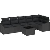 vidaXL Set vrtnih kavčev s blazinami bež poli ratan, (22093314) | Shoptok.si