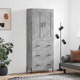 The Living Store Visoka komoda betonsko siva 69,5x34x180 cm inženirski les - Visoka Omarica, (21430773) Cene