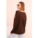 Kesi Włoski Women's viscose long-sleeve blouse with a gold floral print brown | ePonuda.com