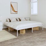 Maison Chic Kovinski Posteljni okvir - Dvoposteljna postelja - Zakonska postelja bel 193x203 cm, (21692692) | Shoptok.si