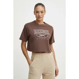Reebok Classic Bombažna kratka majica Archive Essentials ženska, rjava barva, 100075642