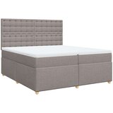  Krevet s oprugama i madracem smeđesivi 200x200 cm od tkanine - Sivo-smeđa 200 x 200 cm gumbi | shoptok.hr