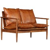 vidaXL Dvosjed od prave kože s drvom akacije smeđi | shoptok.hr