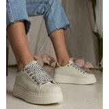 Gemre Beige women's sneakers with chunky laces Kessa | shoptok.hr